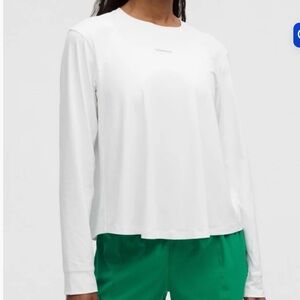 lululemon White Pace Crush Cross-Back UV Graphic Long Sleeve Tee